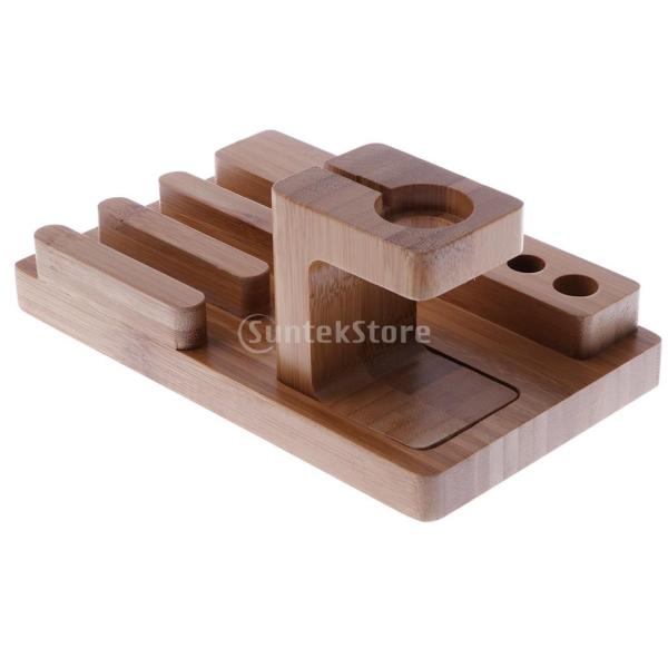 Fenteer Appleに対応 竹製 スタンド 充電ステーション ドック スマートウォッチ用 収納...