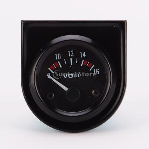 汎用 車 8-16v 電圧計 ボルトメーター 電圧表示 52mm オレンジ光