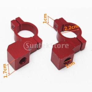 ノーブランド品 オートバイ 自転車用 10mm ハンドルバー ミラーマウント クランプ ブラケット レッド