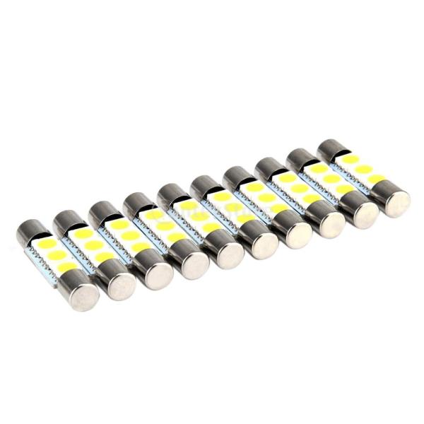 10個 車内 ホワイト 28-31mm 5050 SMDチップ LEDミラーライト 長寿命 低温 省...