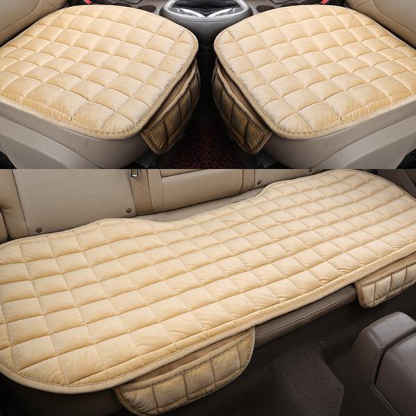シートカバーセット 前座席用2枚+後部座席用1枚 軽自動車 普通車 ベージュ カー用品