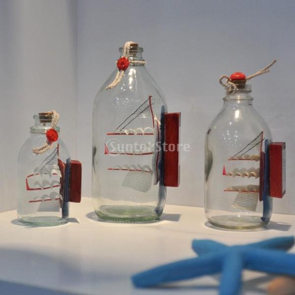 ガラス海賊船帆船希望ドリフトボトルのホームオフィスのインテリア
