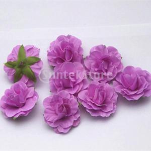 全5色選べる 約20個 造花 手芸用 シルク ローズ フラワー ヘッズ ウェディング バルク  インテリア 人工 装飾  - 紫｜stk-shop
