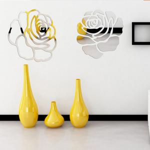 3Dミラー壁ステッカー花壁デホームパーティー結婚式の装飾シルバーh