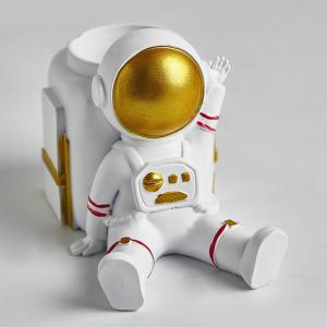 かわいい宇宙飛行士の形の花瓶プランターポット樹脂ホームデスクトップ彫刻A