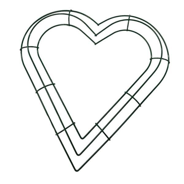 メタルハートワイヤーリースメイキングフレームDIYウェディング感謝祭ホリデー30cm