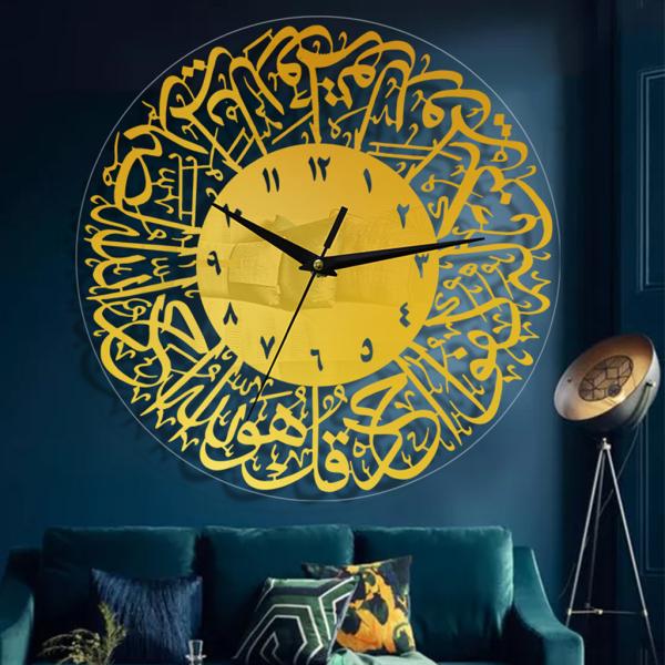イスラムクォーツ壁掛け時計振り子イスラム教徒のリビングルームの装飾ゴールデン