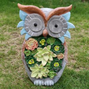 庭の装飾フクロウの置物ソーラーライト.屋外防水樹脂庭の芝生動物フクロウ像装飾園芸新築祝いギフト