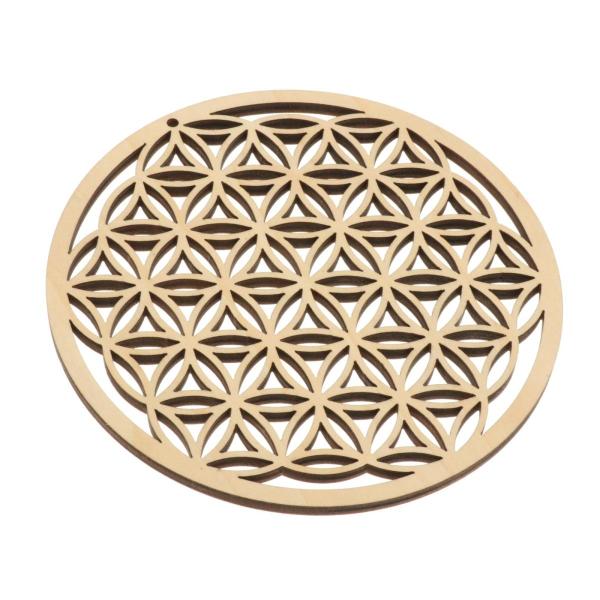 フラワーオブライフ神聖幾何学壁アート彫刻ウッドグリッドハンギングD30.5cm