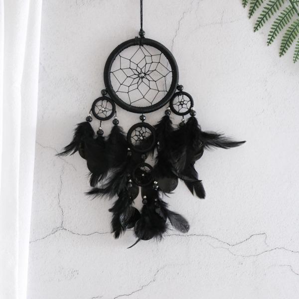 ドリームキャッチャーインド風の家の装飾と羽の誕生日プレゼント黒