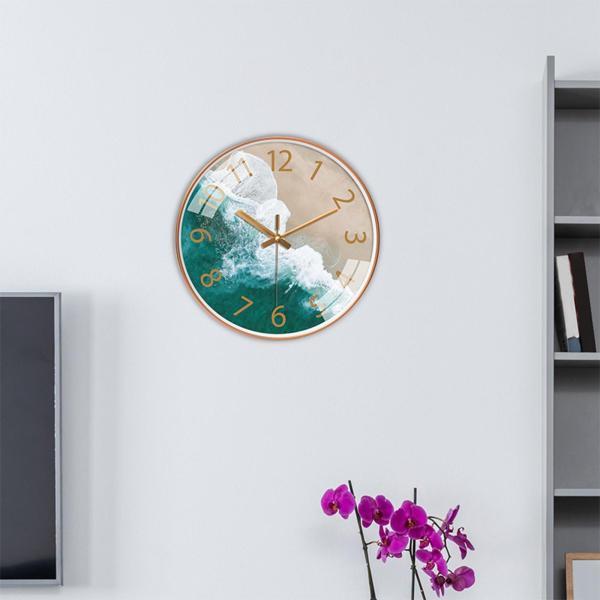 ホームオフィスの装飾のための12 &quot;壁掛け時計アラビア数字時計ダークグリーンゴールド