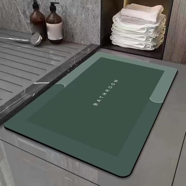 バスルームマット吸収性バルコニーカーペットフロアシャワーラグ長方形グリーンM