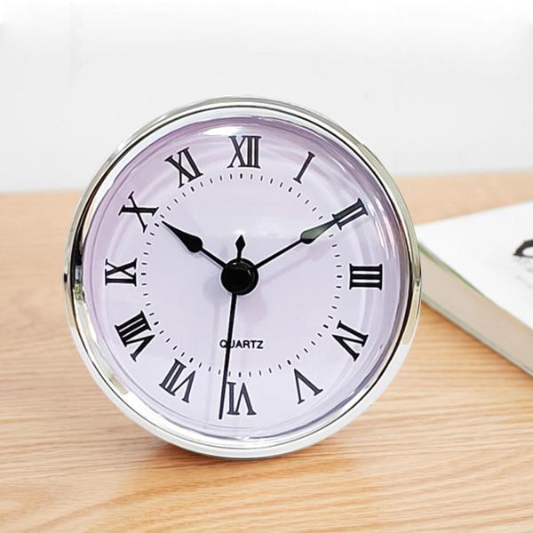 3-1 / 8インチ（80 mm）クォーツ時計インサートラウンドホームウォールシルバーリムローマン