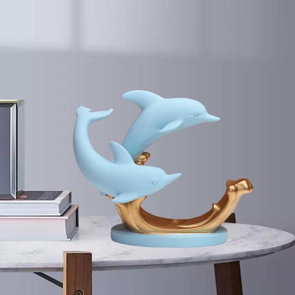 イルカの形のワインラック卓上ワインボトルホルダーワインキャビネットの装飾用ブルー