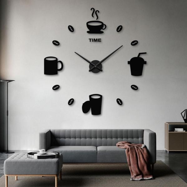 DIY 壁掛け時計ステッカー 大型装飾時計 素敵なギフト ブラック