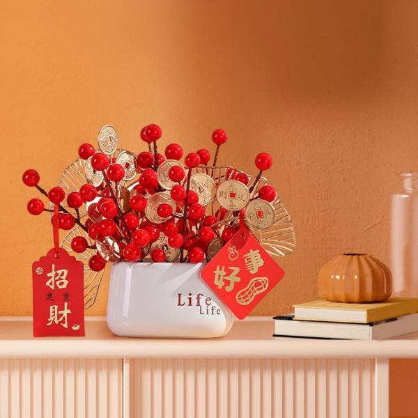 赤い実の花束 フラワーアレンジメント 鉢植え 正月飾り Style D