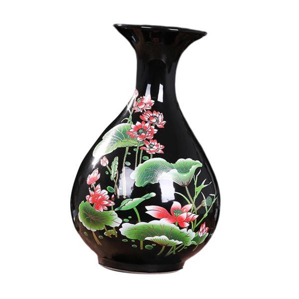 黒陶製花瓶 蓮文工芸 シャープリー釉 本棚用 キャビネット B