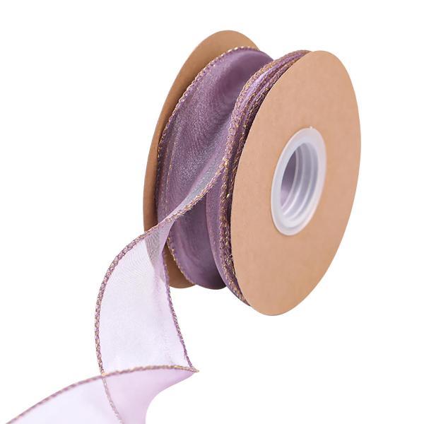 ワイヤードリボンスワッグクリスマスギフトラッピングホリデーDIYクリスマスツリーリボンバイオレット