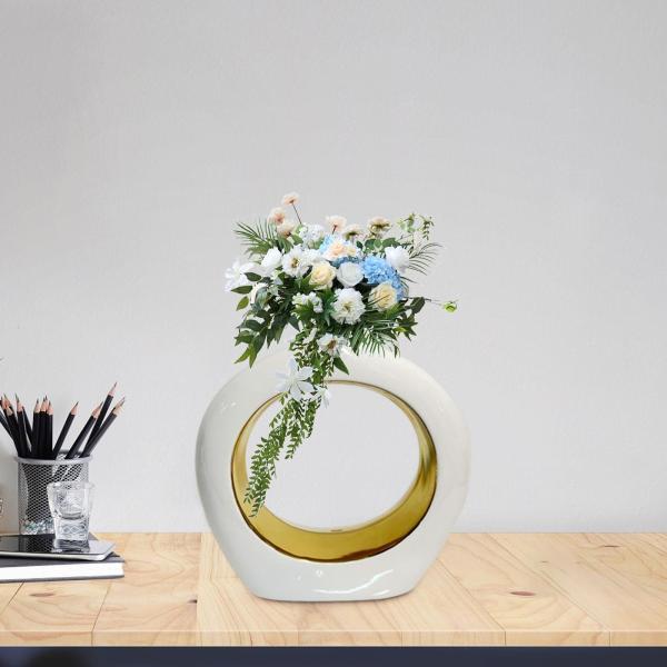 セラミック花瓶アートワーク卓上花瓶キャビネットリビングルームレストランラウンド