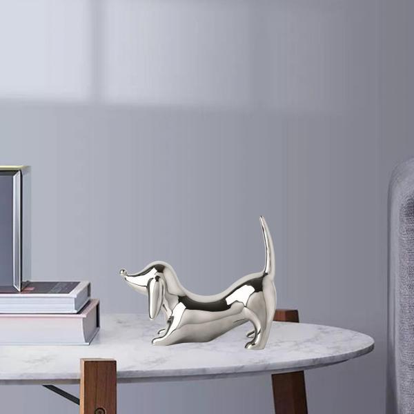 ダックスフント ミニチュア置物 ミニチュア犬の像 内閣府の装飾用 シルバー