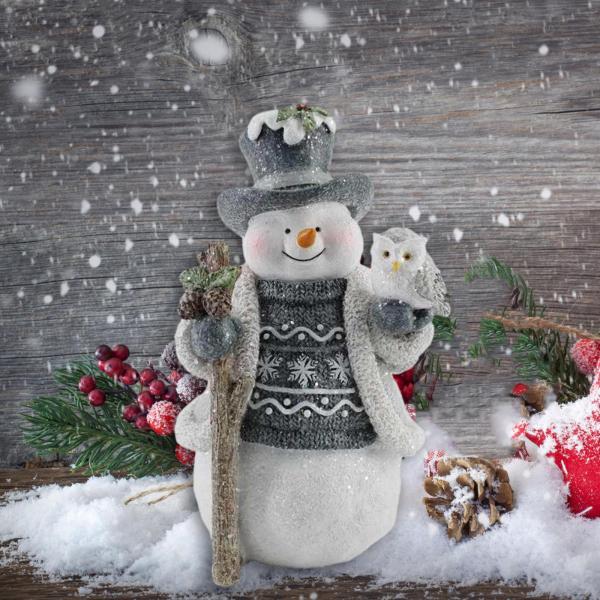 クリスマス雪だるまデコレーションクリスマステーブル像フクロウのキッチン装飾用に手作り