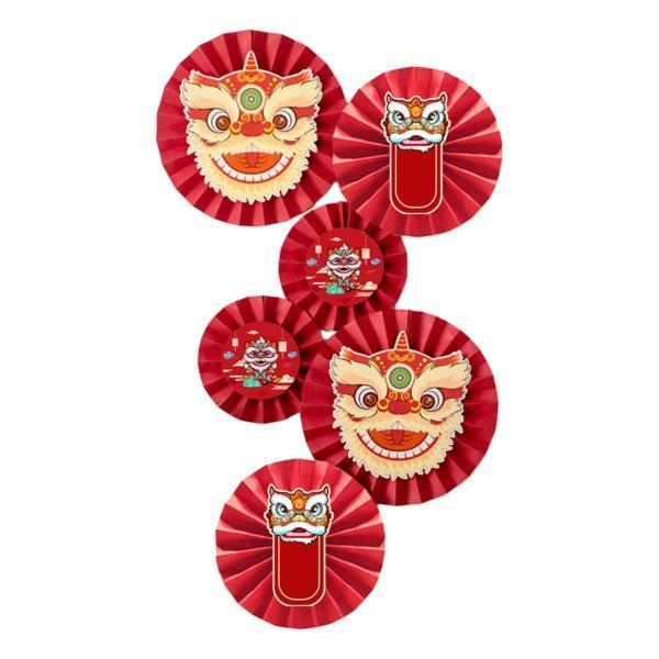 紙の花扇子百日宴会中国赤吊り紙扇子飾りスタイル A