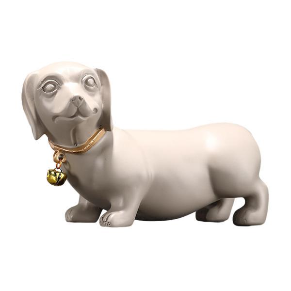 ダックスフント犬の置物クリエイティブアート動物像寝室デスクトップオフィス用ベージュ