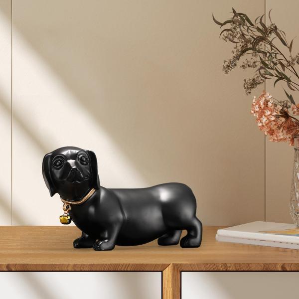 ダックスフント犬の置物クリエイティブアート動物像寝室デスクトップオフィスブラック
