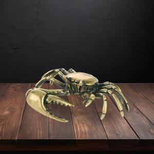 真鍮のカニの置物妖精の庭の芸術的な卓上彫刻動物の置物B : STK