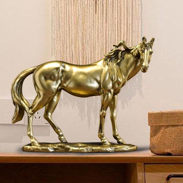 馬の置物コレクション 卓上飾り 暖炉用 オフィスセンターピース ゴールド