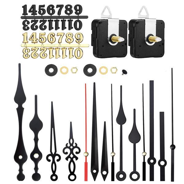 2x DIY 壁掛け時計ムーブメントメカニズムクラフト時計オフィス寝室非カチカチアラビア数字