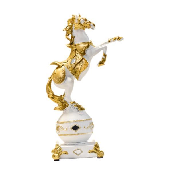 樹脂像フィギュア 立ち姿 馬の置物 ビジネス オフィス 動物彫刻 ホワイト
