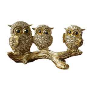 フクロウの置物工芸品装飾コレクション樹脂像屋内ホテルデスク用 17x7x9.5cm フクロウ3羽｜STKショップ
