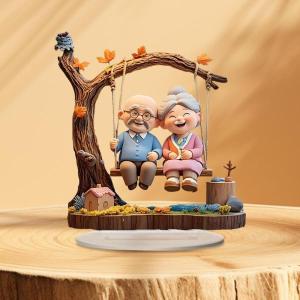 2D フラット愛する老夫婦デスクトップ装飾クラフ...の商品画像