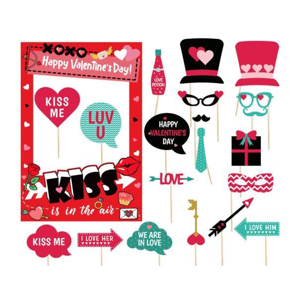 61個 バレンタインデー 写真小道具 セルフィー スティック付き Handctaft 装飾背景 ポー...