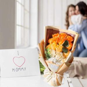 ソープフラワーの花びら 家庭 ママ デコレーション 誕生日 クリスマス 人工ローズブーケ オレンジ