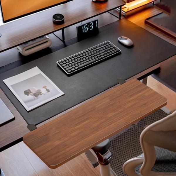 デスクエクステンダーボード テーブルマウント 頑丈なサポート 多機能リストサポート ブラウン