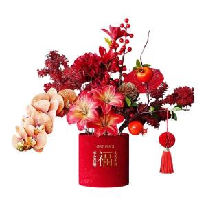 中国の旧正月飾り ホームウェディングオーナメント 鉢植えの造花 スタイルA
