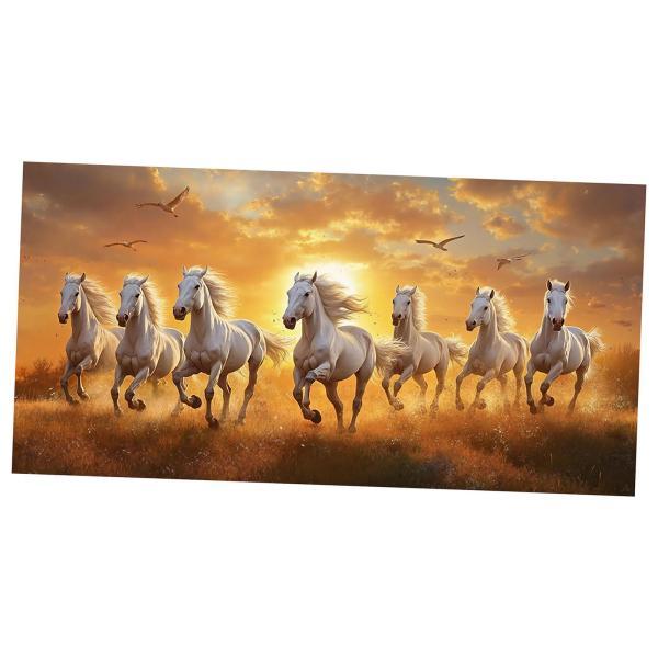 走る馬の絵画 フレームなし 布にプリント 農家風背景 スタイルI 80X40CM