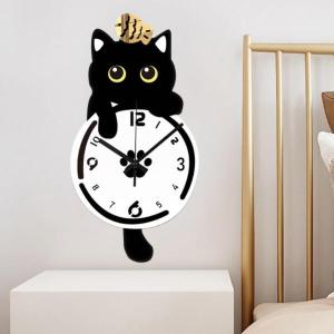猫の振り子壁掛け時計 装飾時計 かわいい 軽量...の詳細画像1