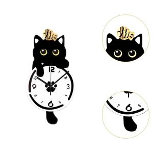 猫の振り子壁掛け時計 装飾時計 かわいい 軽量...の詳細画像3