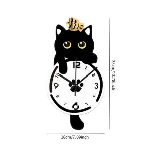 猫の振り子壁掛け時計 装飾時計 かわいい 軽量...の詳細画像4