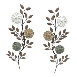 花の吊り下げ飾り 2個セット 廊下装飾 誕生日プレゼント 鉄製オーナメント 茶色の葉