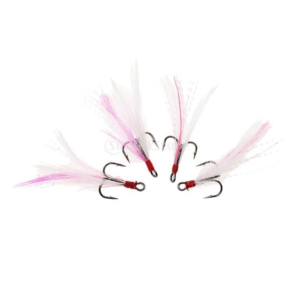 炭素鋼製 釣りフック 釣り用 トレブル アクセサリー シャープ フック フェザー  6# 5個