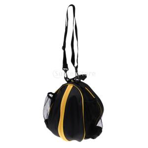 ボールバッグ ボールケース バスケットボール/サッカー 1個入れ 円型ボールカバー 防水 全4色 - ブラック+イエロー