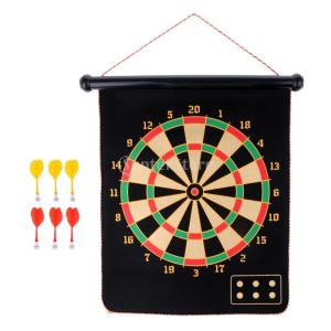 1セット　両面使用　ダーツボード　ポータブル　安全磁気　家庭ゲーム　パーティー用具　ダーツ(6本)　ベルベット　