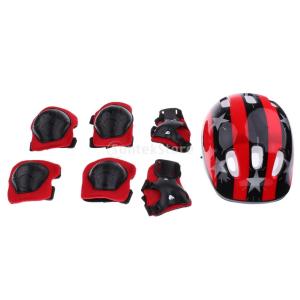 Baosity 全9種選べ 3〜12歳 子供用 7つの保護具 ヘルメット 肘 膝 手首 保護 パッドセット ローラースケート 乗馬 バイク スケートボードなど用 - レッドスターS