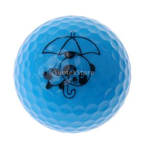 4色選べ カラフル 軽量 ダブルレイヤー ゴルフ用具 練習ボール ゴルフボール トレーニング パンダプリント付き  - 青｜stk-shop