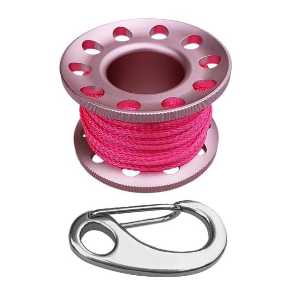 スキューバダイビングガイドフィンガーリールスプール（ライン＆エッグ付き）クイックリンクピンク