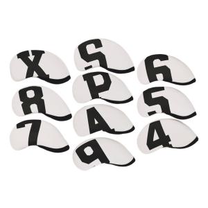 10ピースゴルフクラブヘッドカバーアイアンヘッドカバー4,5,6,7,8,9、a、x、p、sホワイト